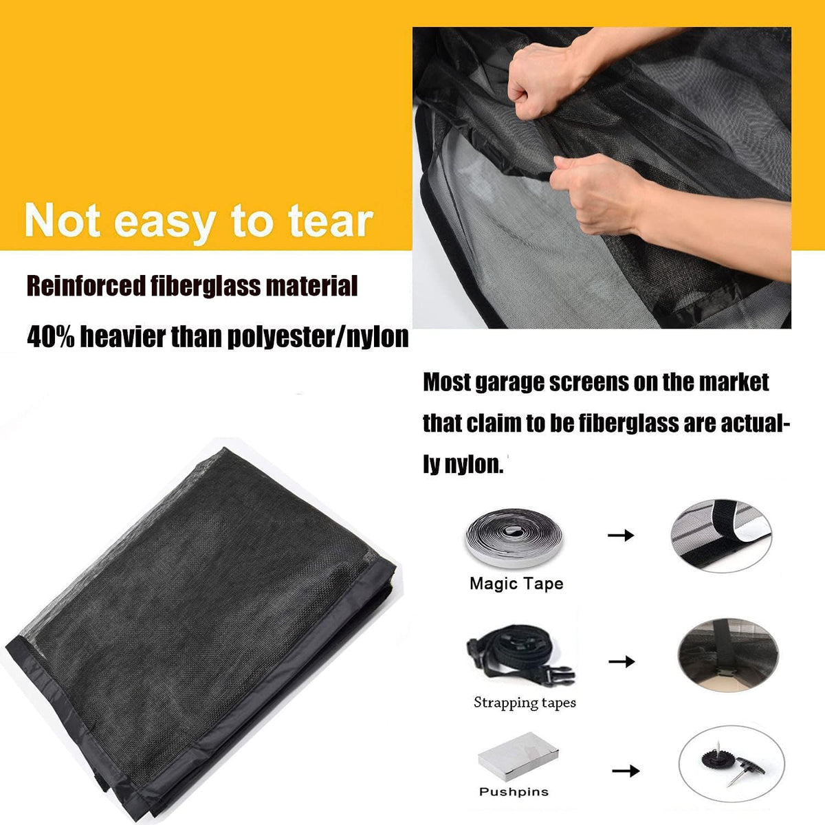 9x7FT Fiberglass Magnetic Garage Door Screen V3742