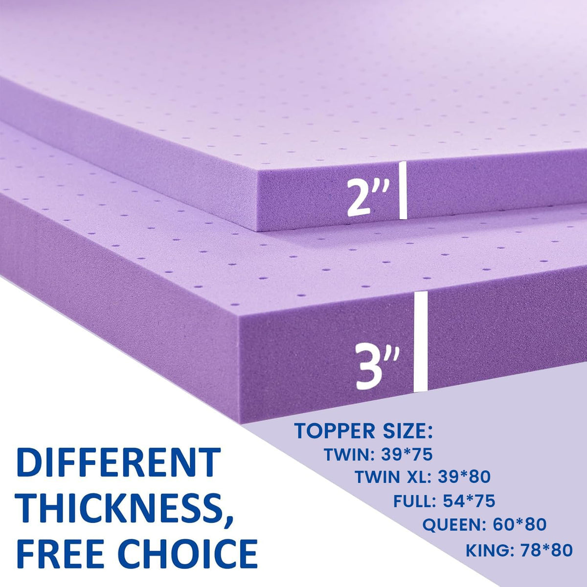 3 Inch Gel Memory Foam Mattress Topper Twin Size W19050
