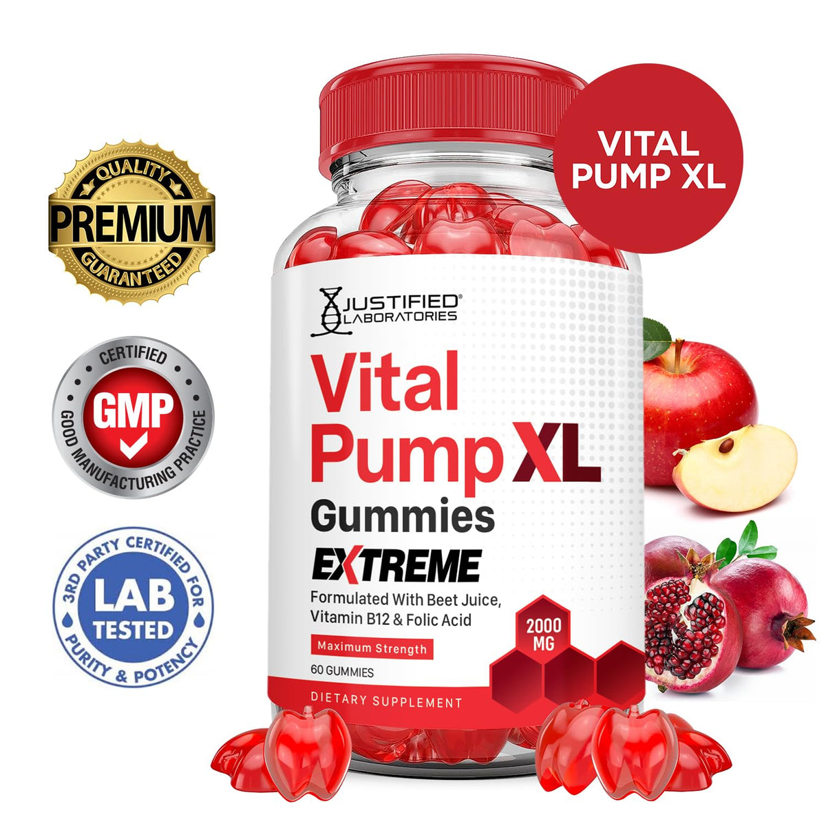 2000MG Beet Juice Pomegranate B12 Vegan Gummies P53067