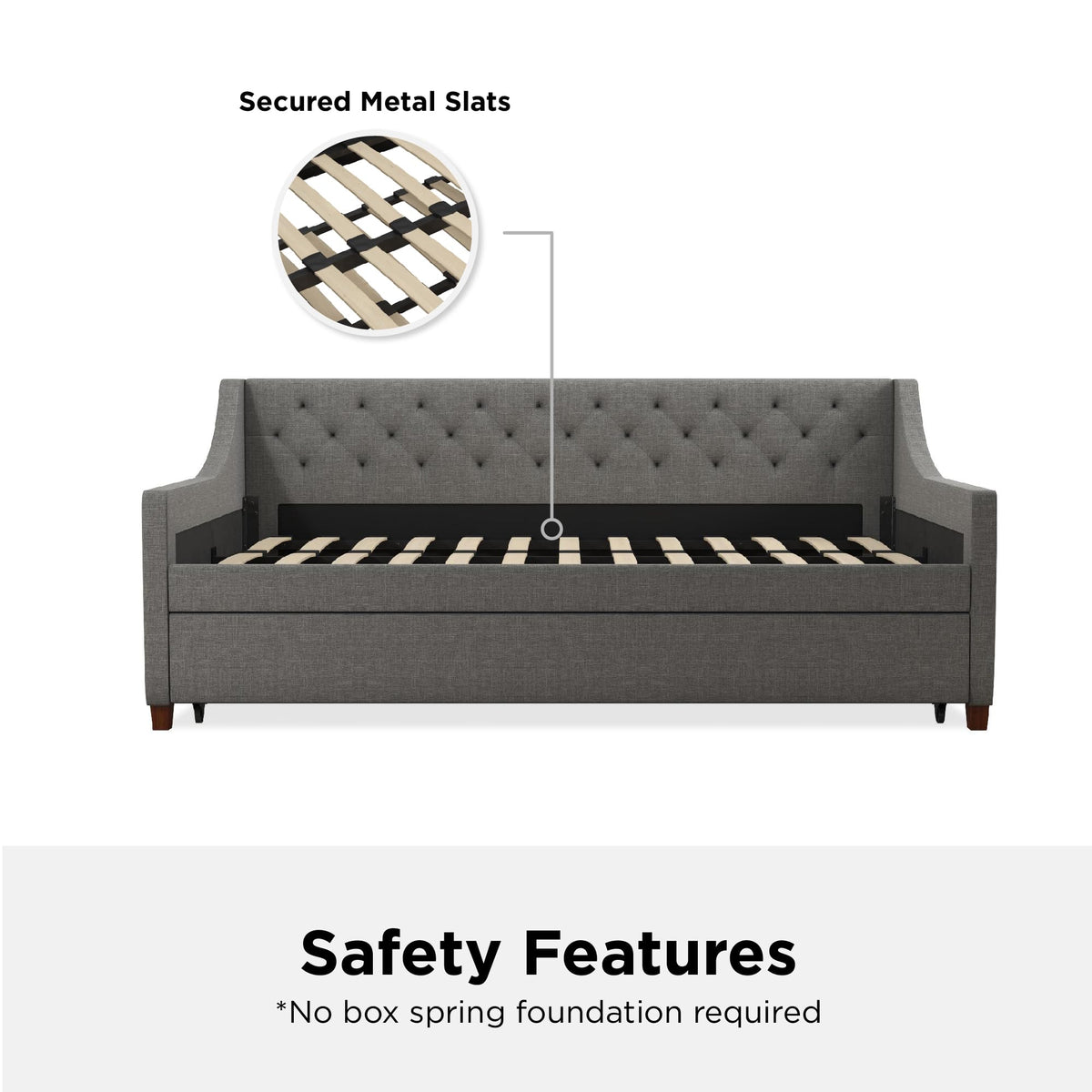 Grey Linen Twin over Twin Upholstered Daybed and Trundle Y832