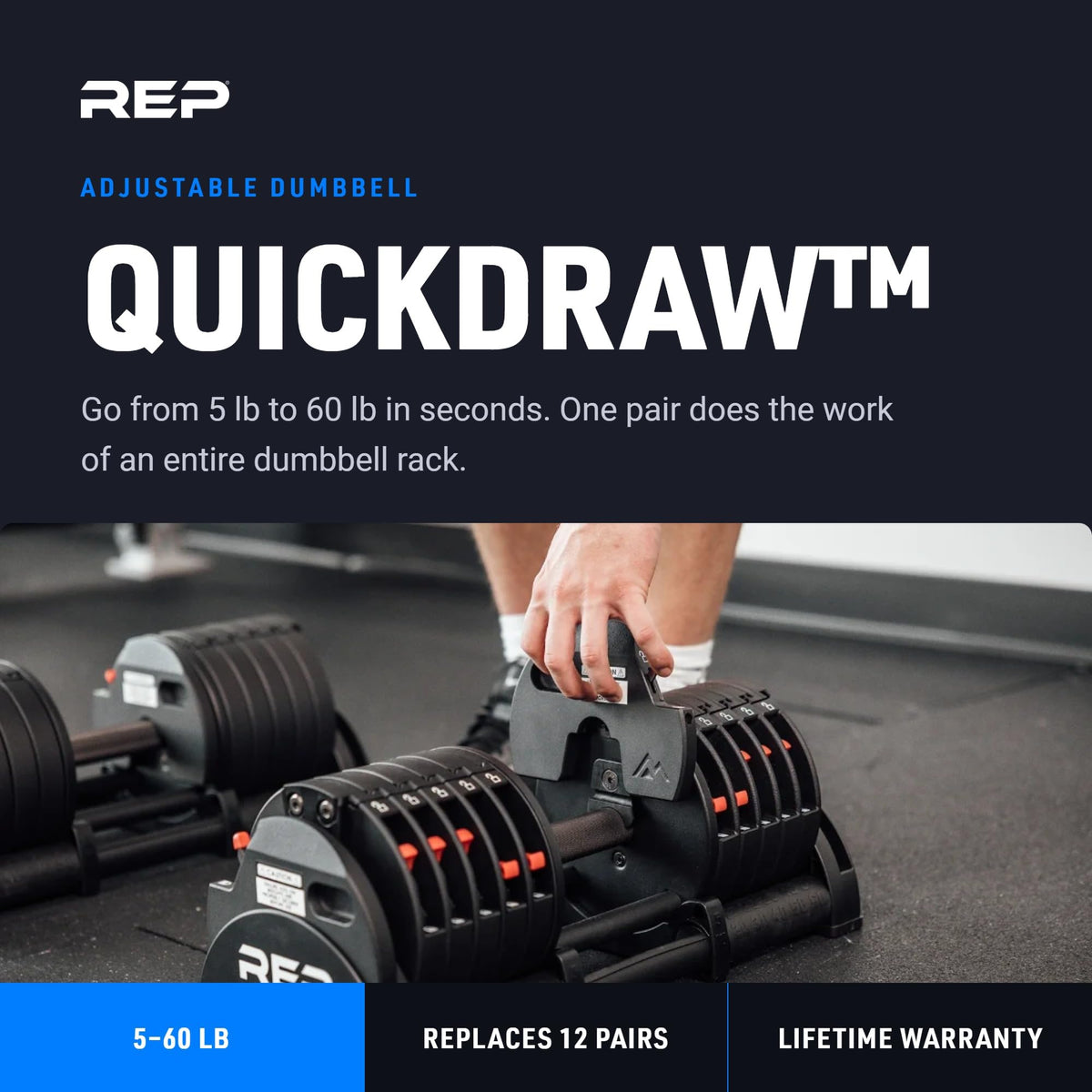 Adjustable Dumbbell Set Pair 30/40/50/60 lb Steel Plates Knurled Handle R76879