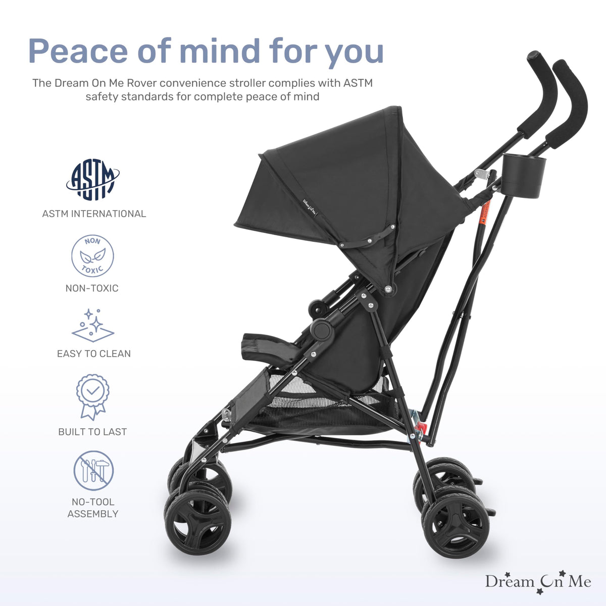 Lightweight Compact Umbrella Stroller with Cup Holder - Black E340573