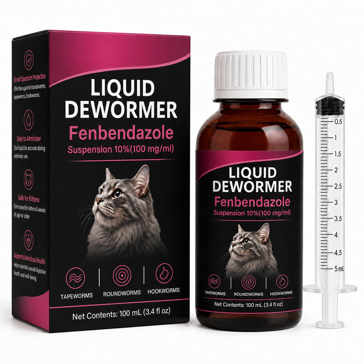 Liquid Dewormer for Cats 100 mg/mL Oral Suspension Q486429