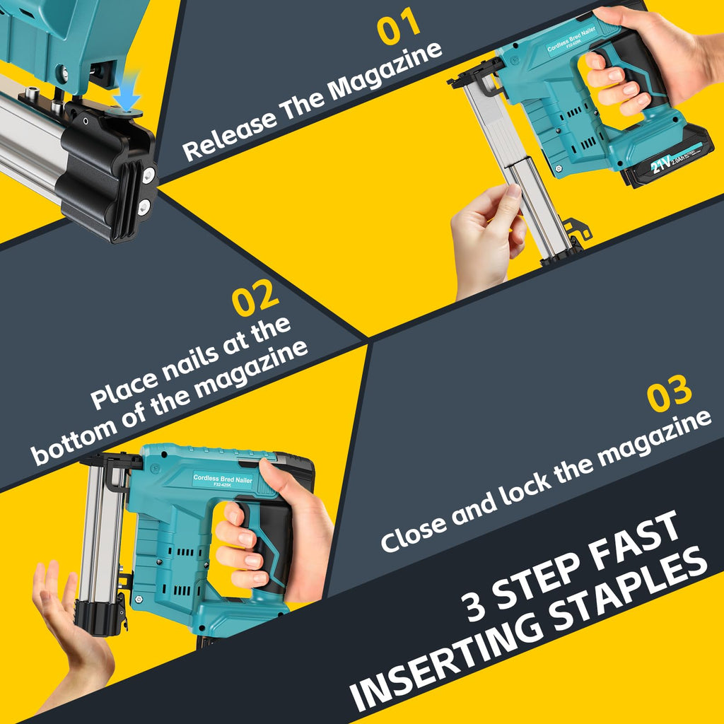 Cordless 2-in-1 21V Electric Nail Gun with Battery C5529