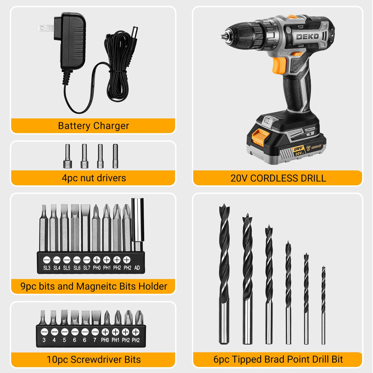 Cordless Drill 20V with Battery and Charger S90182