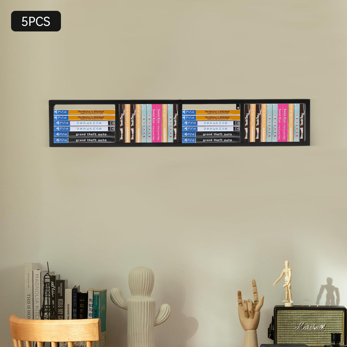 Black 5Pcs CD Racks K497600