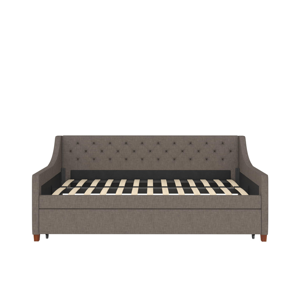 Grey Linen Twin over Twin Upholstered Daybed and Trundle Y832