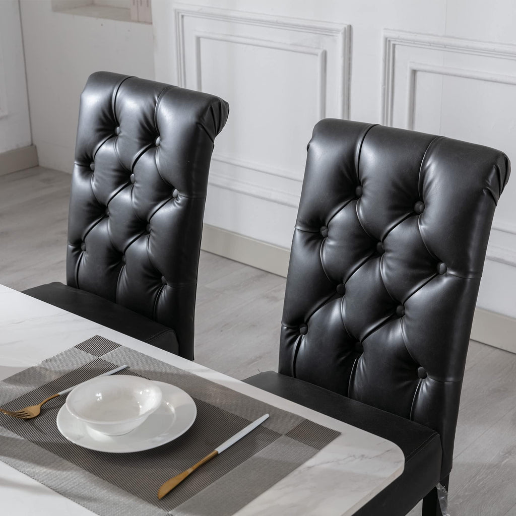 Black Set of 4 PU Leather Tufted Dining Chairs T891841