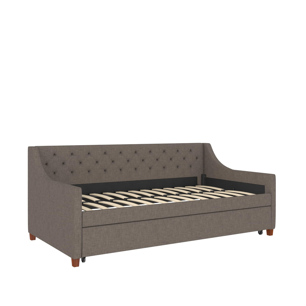 Grey Linen Twin over Twin Upholstered Daybed and Trundle Y832