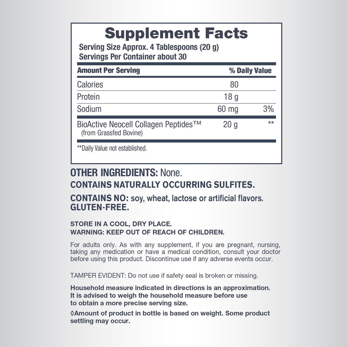 Unflavored Collagen Peptides Powder F427313