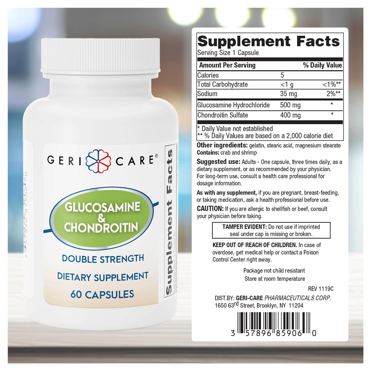 Glucosamine HCl 500 mg Chondroitin Sulfate 400 mg Capsules 60 Count Z4910