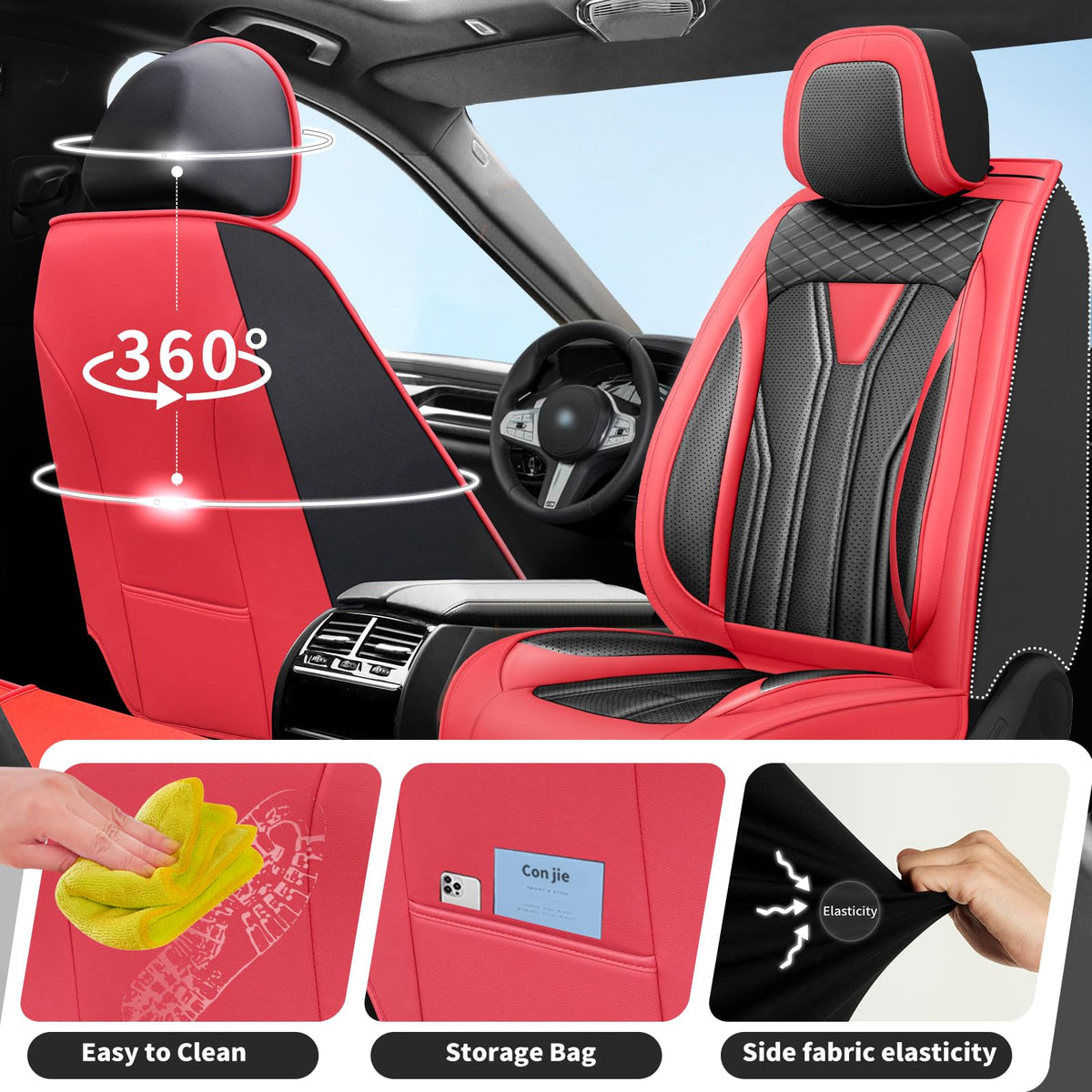 Red & Black Car Seat Covers Q244