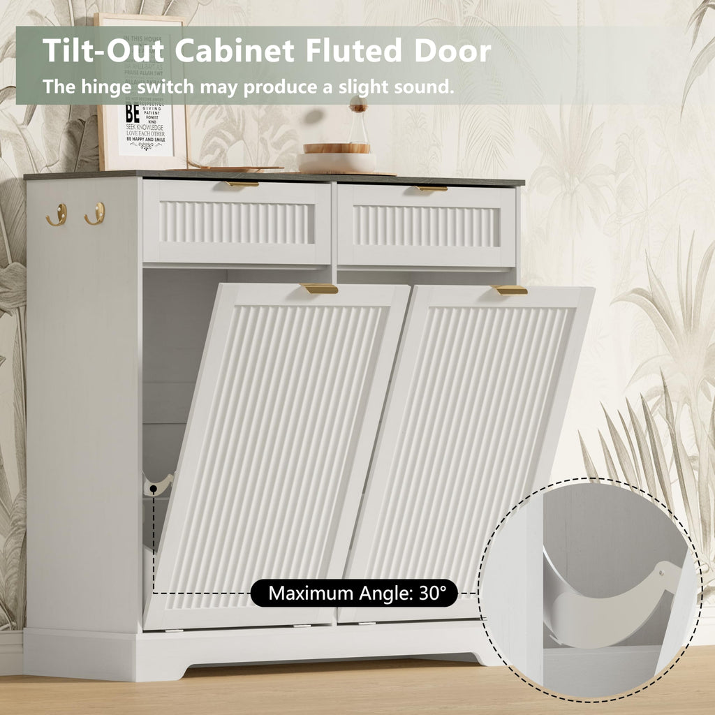 White Double Tilt Out Trash Can Cabinet I6409