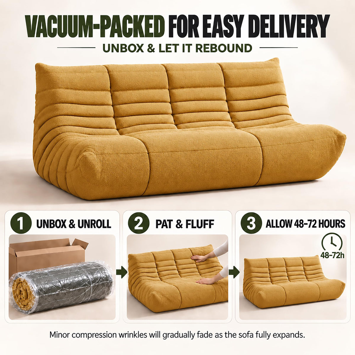 Yellow 3 Seater Bean Bag Sofa M35952