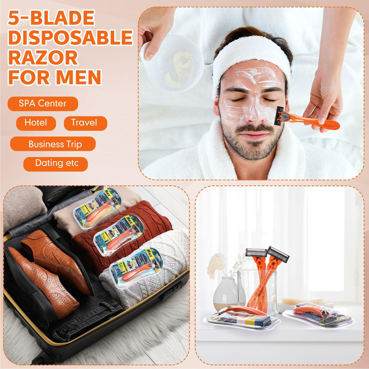 28 Pcs Mens Razors Set 5 Blade Refillable Shaving Kit Q824878
