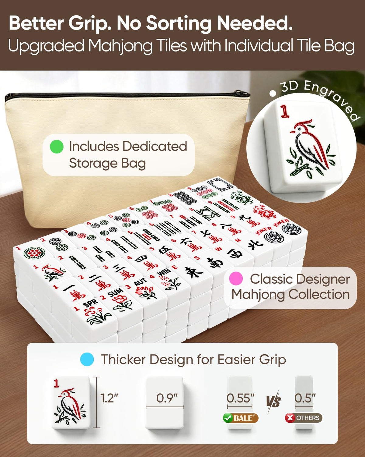 American Mahjong Tile Set with Game Accessories Q8426