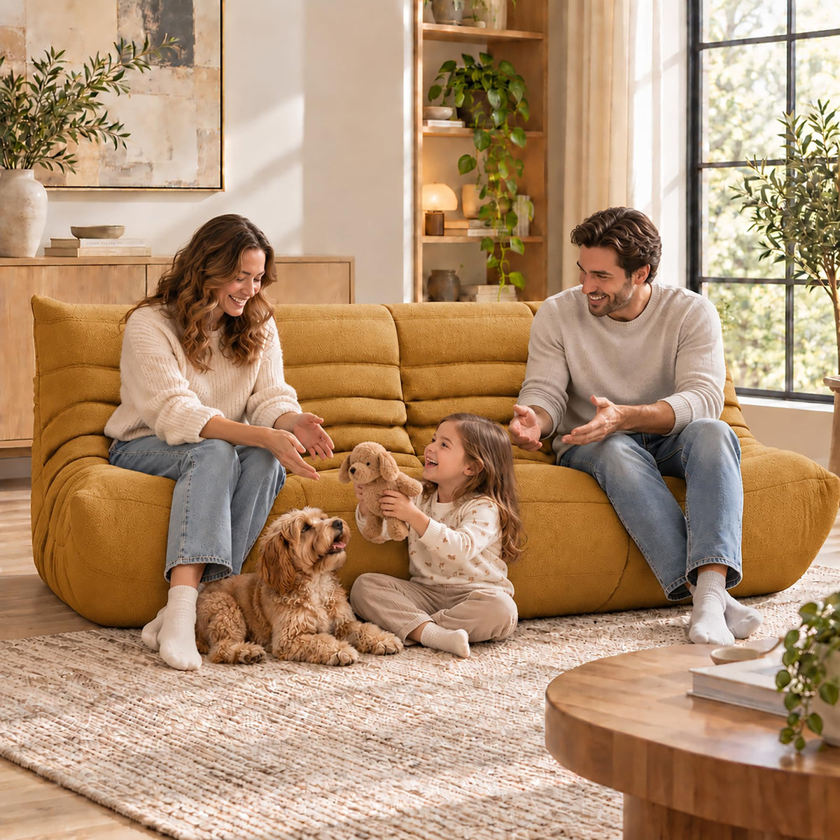 Yellow 3 Seater Bean Bag Sofa M35952