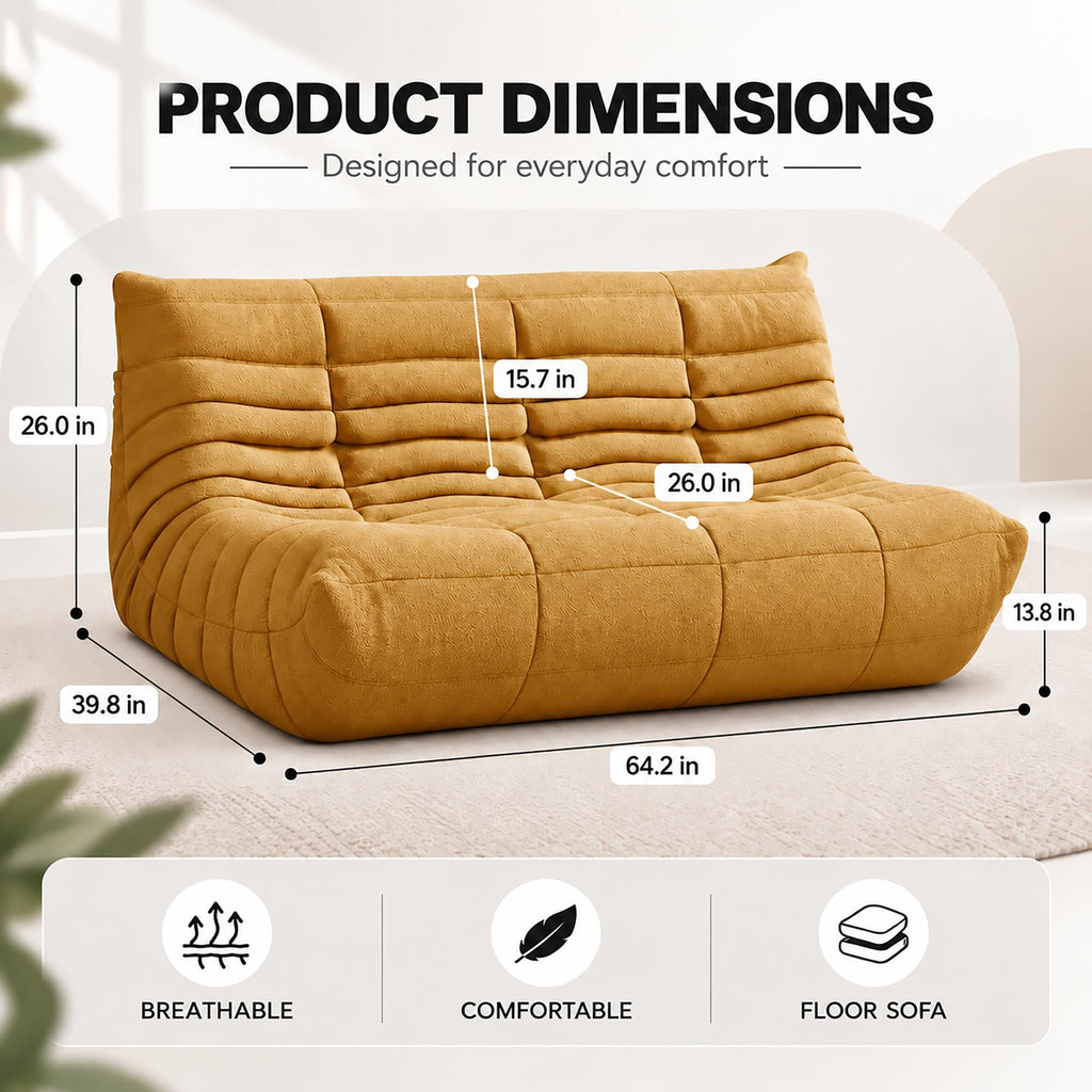 Yellow 3 Seater Bean Bag Sofa M35952