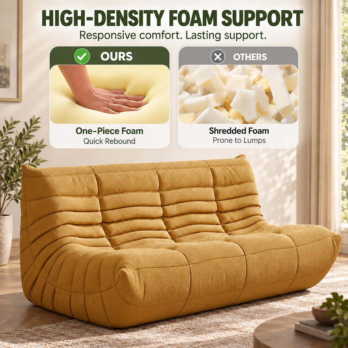 Yellow 3 Seater Bean Bag Sofa M35952