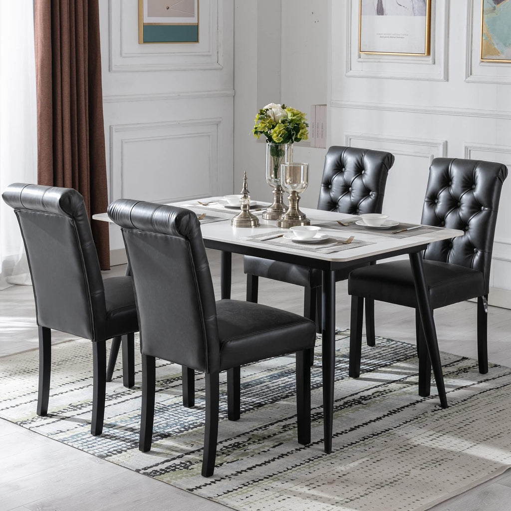 Black Set of 4 PU Leather Tufted Dining Chairs T891841