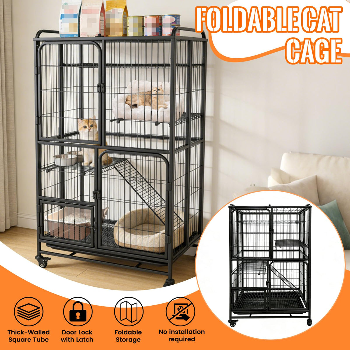 Collapsible Metal Wire Cat Cage R134
