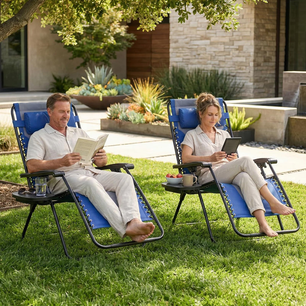 Oversized Padded Zero Gravity Lounge Chairs Set of 2 F637814