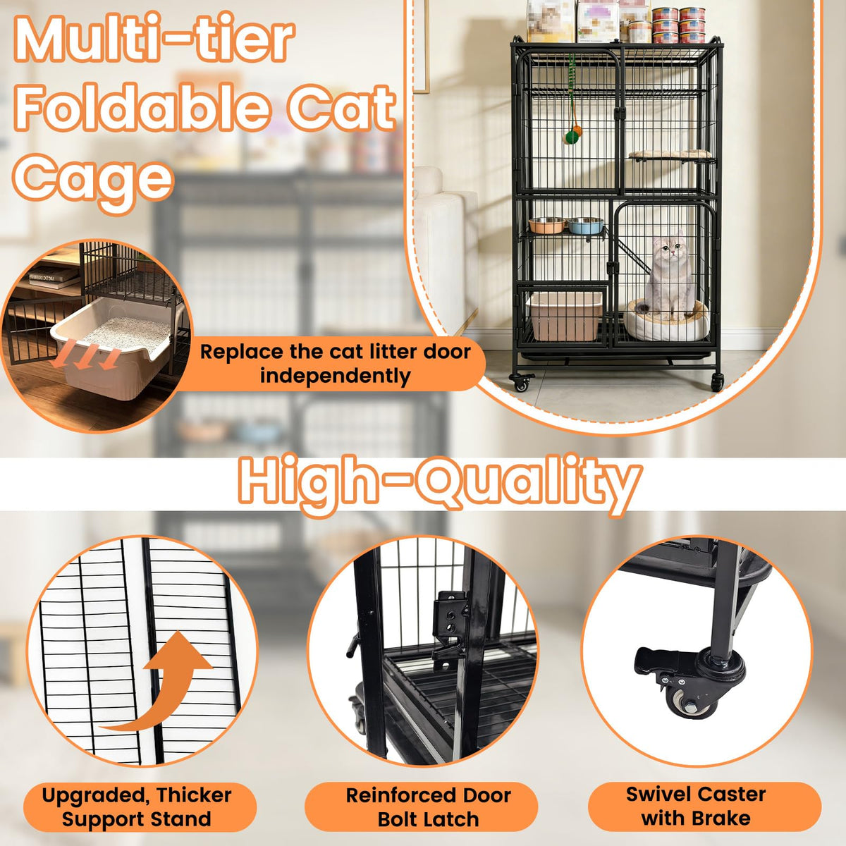 Collapsible Metal Wire Cat Cage R134