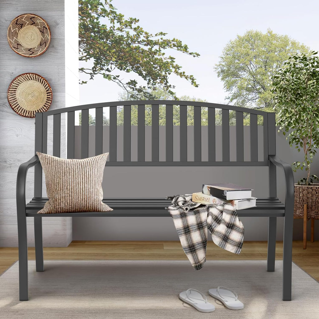 50'' Weatherproof Cast Iron Metal Outdoor Bench F905