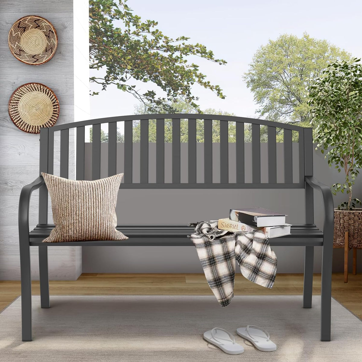 50'' Weatherproof Cast Iron Metal Outdoor Bench F905