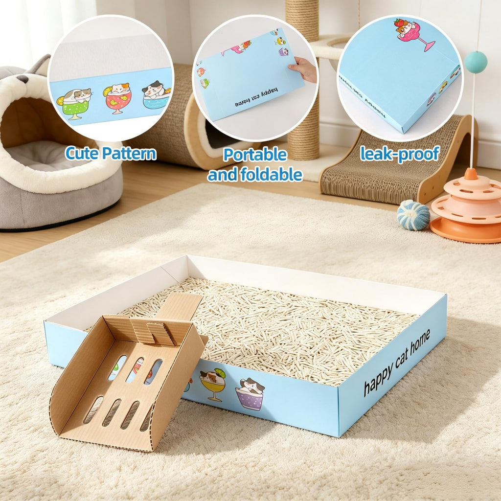 32 Pack Disposable Cat Litter Box with 6 Scoops O5586