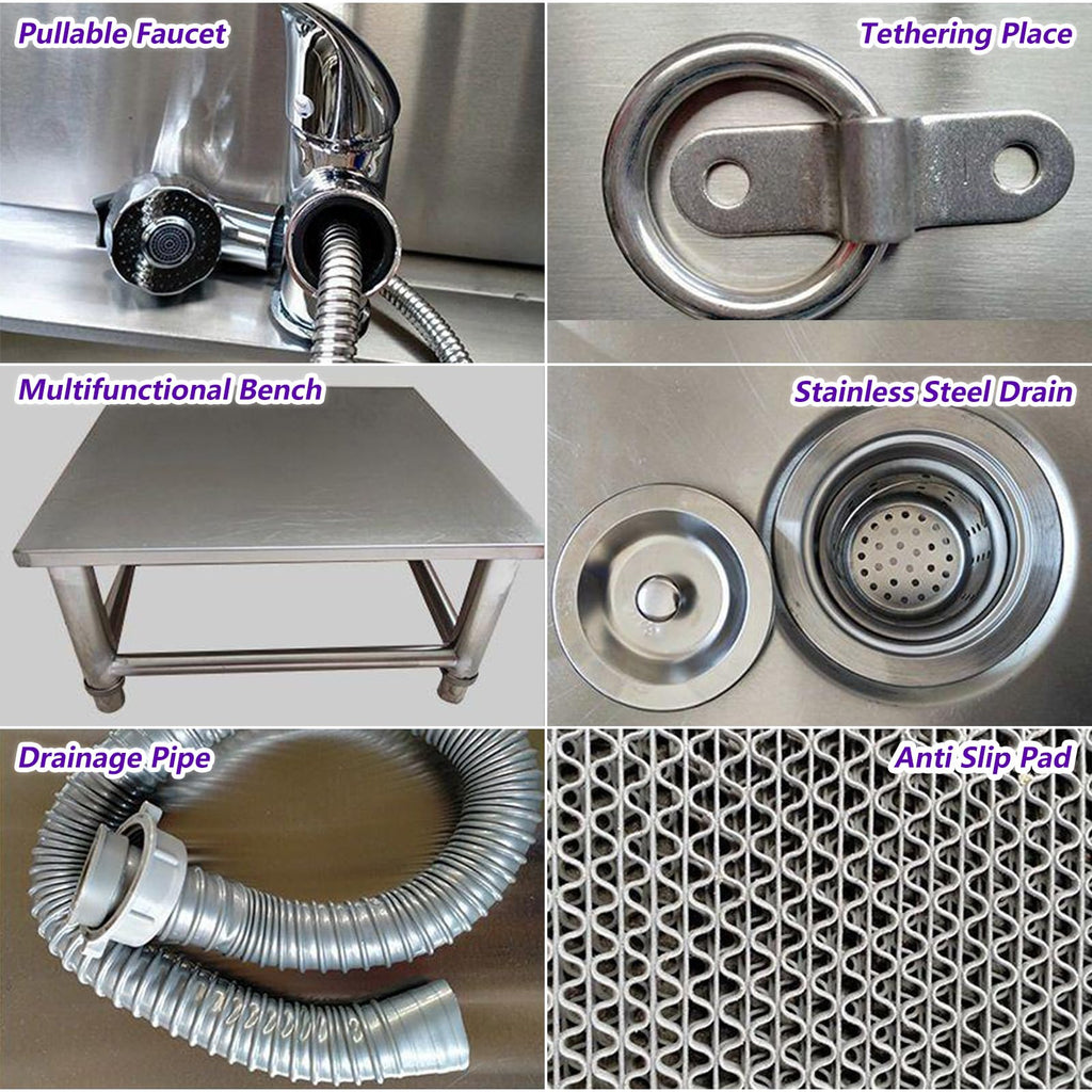 47 Inch Stainless Steel Dog Grooming Tub with Walk-in Stairs W82131