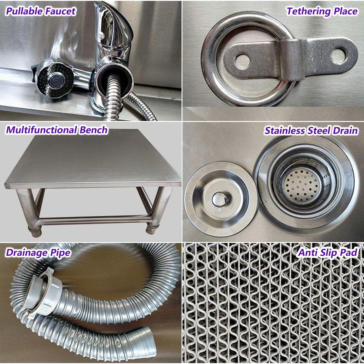 47 Inch Stainless Steel Dog Grooming Tub with Walk-in Stairs W82131