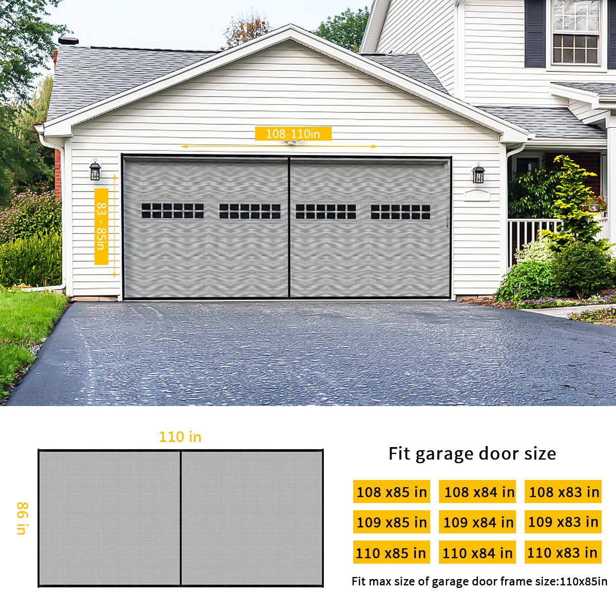 9x7FT Fiberglass Magnetic Garage Door Screen V3742