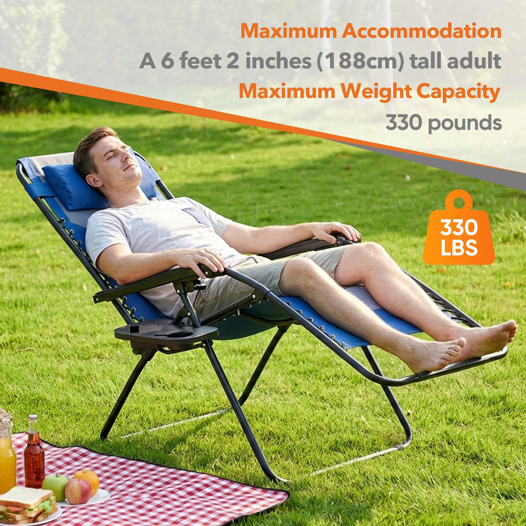 Oversized Padded Zero Gravity Lounge Chairs Set of 2 F637814
