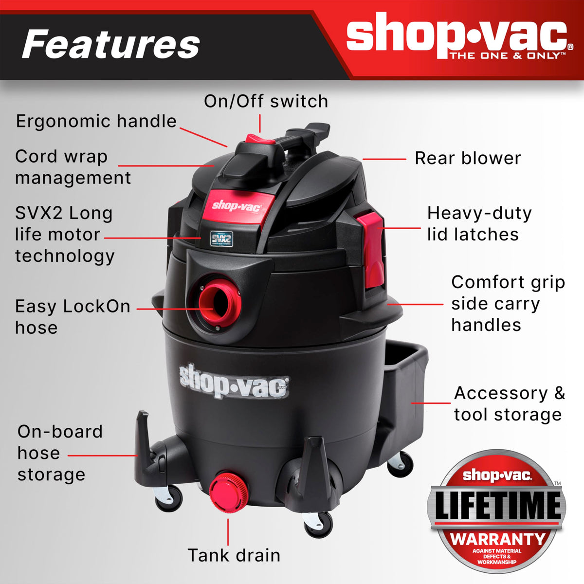14-Gallon 5.5 Peak HP Wet/Dry Vac with Blower J39510