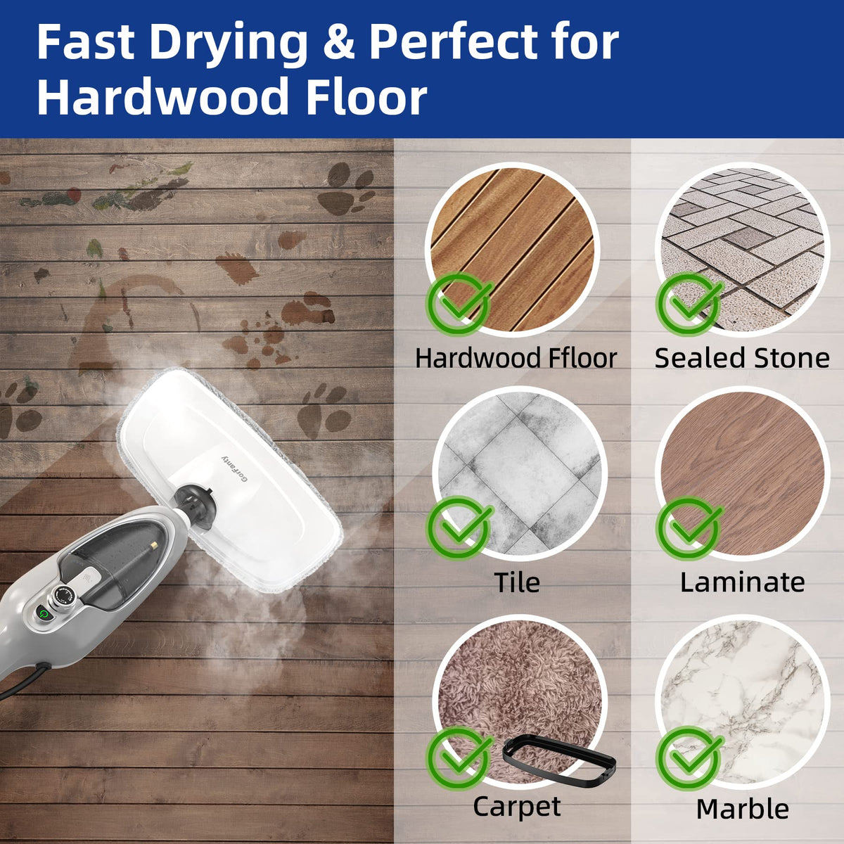 10-in-1 Handheld Steam Mop with 11 Accessories T145842