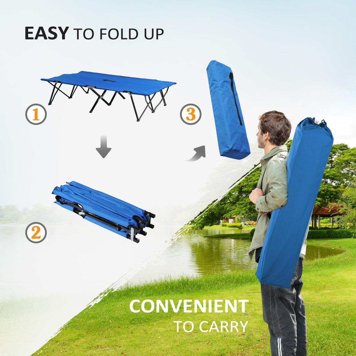 2 Person Folding Camping Cot with Carry Bag K269092