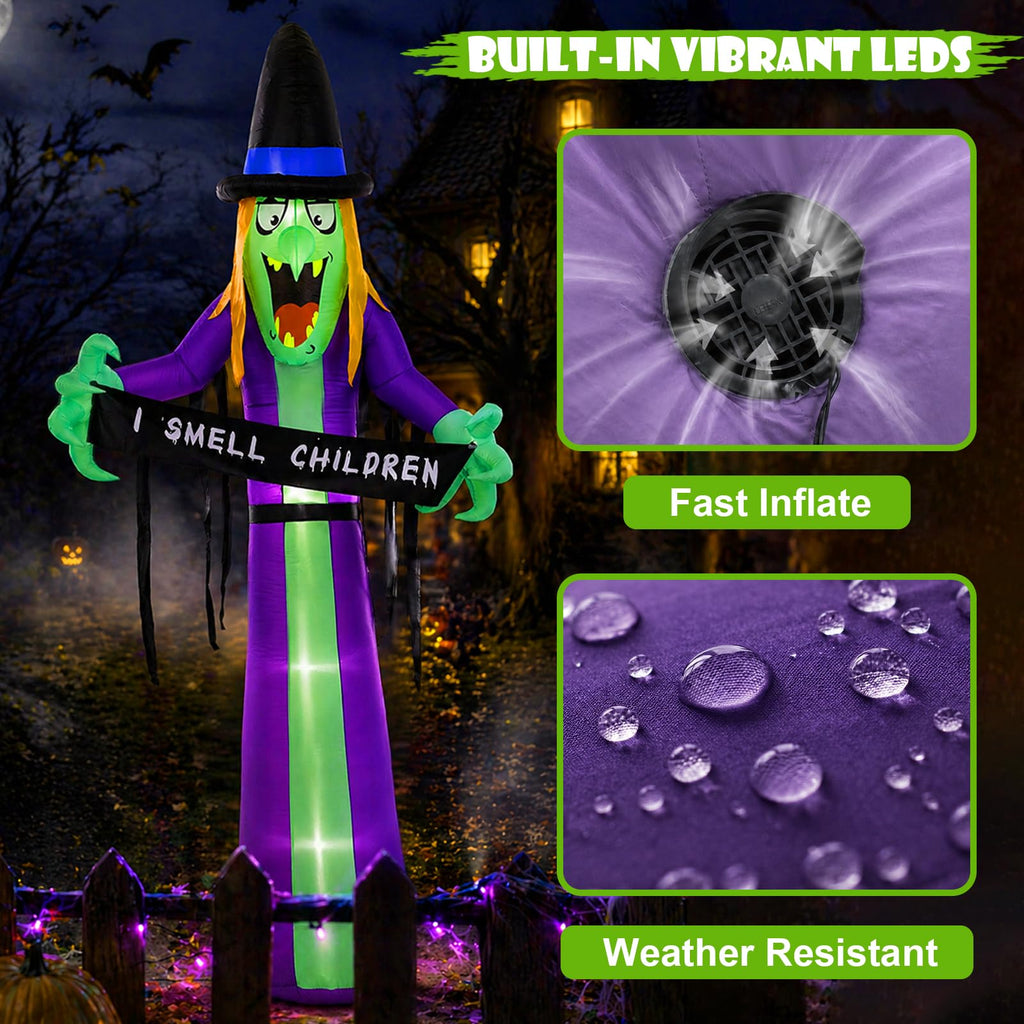 8FT LED Inflatable Witch Yard Decor N9280