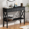 39" Entryway Table with Drawers and Storage Shelf R834