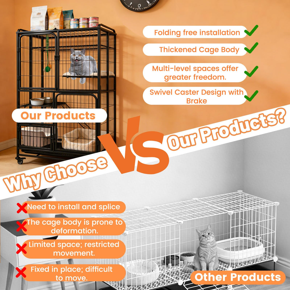 Collapsible Metal Wire Cat Cage R134