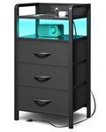 Black 3 Drawer Nightstand with Charging Station H48353