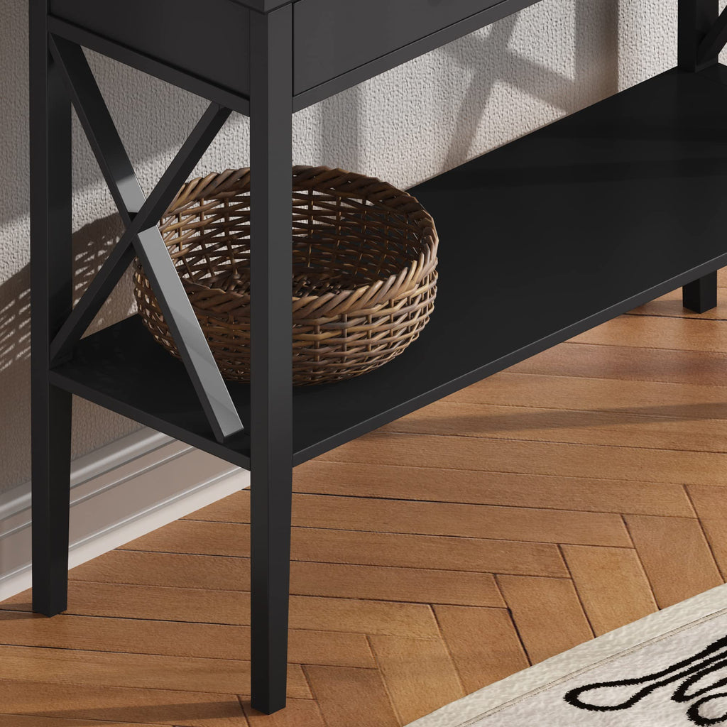 39" Entryway Table with Drawers and Storage Shelf R834