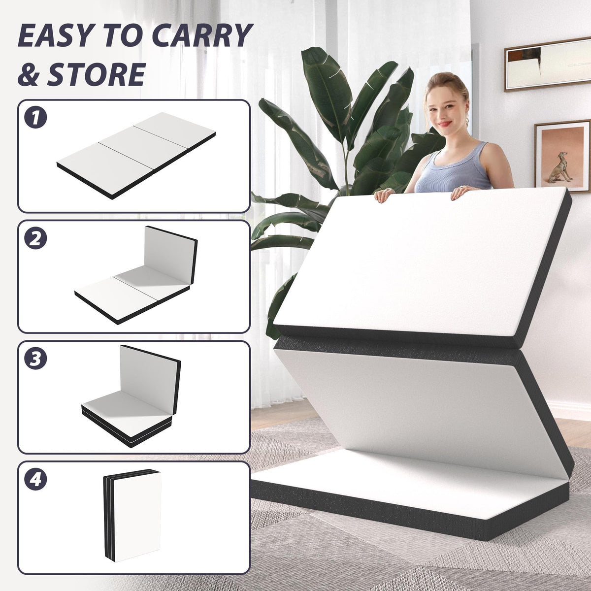 3 Inch Twin XL Tri Fold Memory Foam Mattress W918