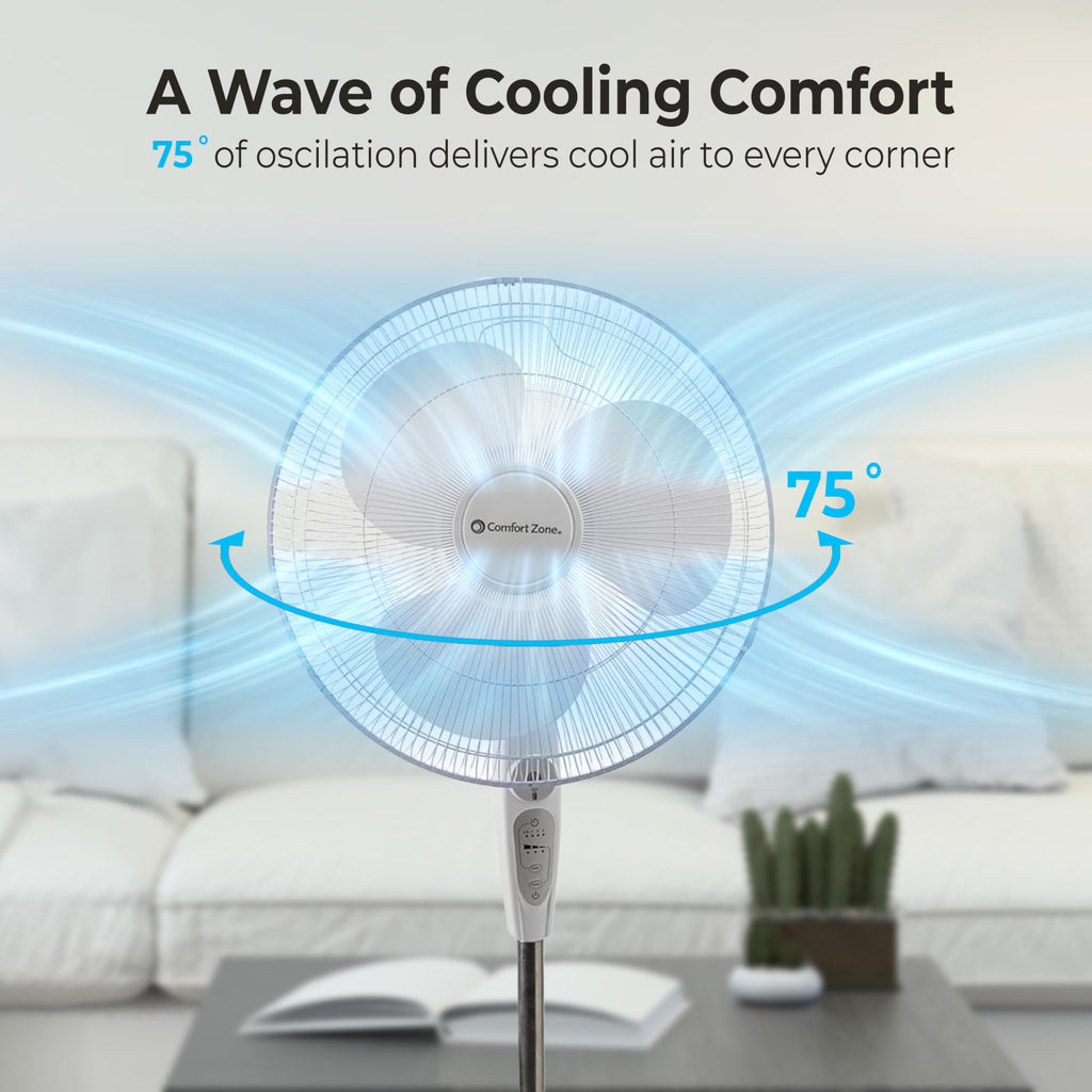 18-Inch Oscillating Pedestal Fan with Remote Control F366