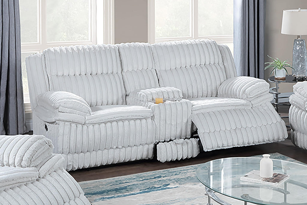 Light Gray Corduroy Loveseat Recliner with Console Drawer I867042