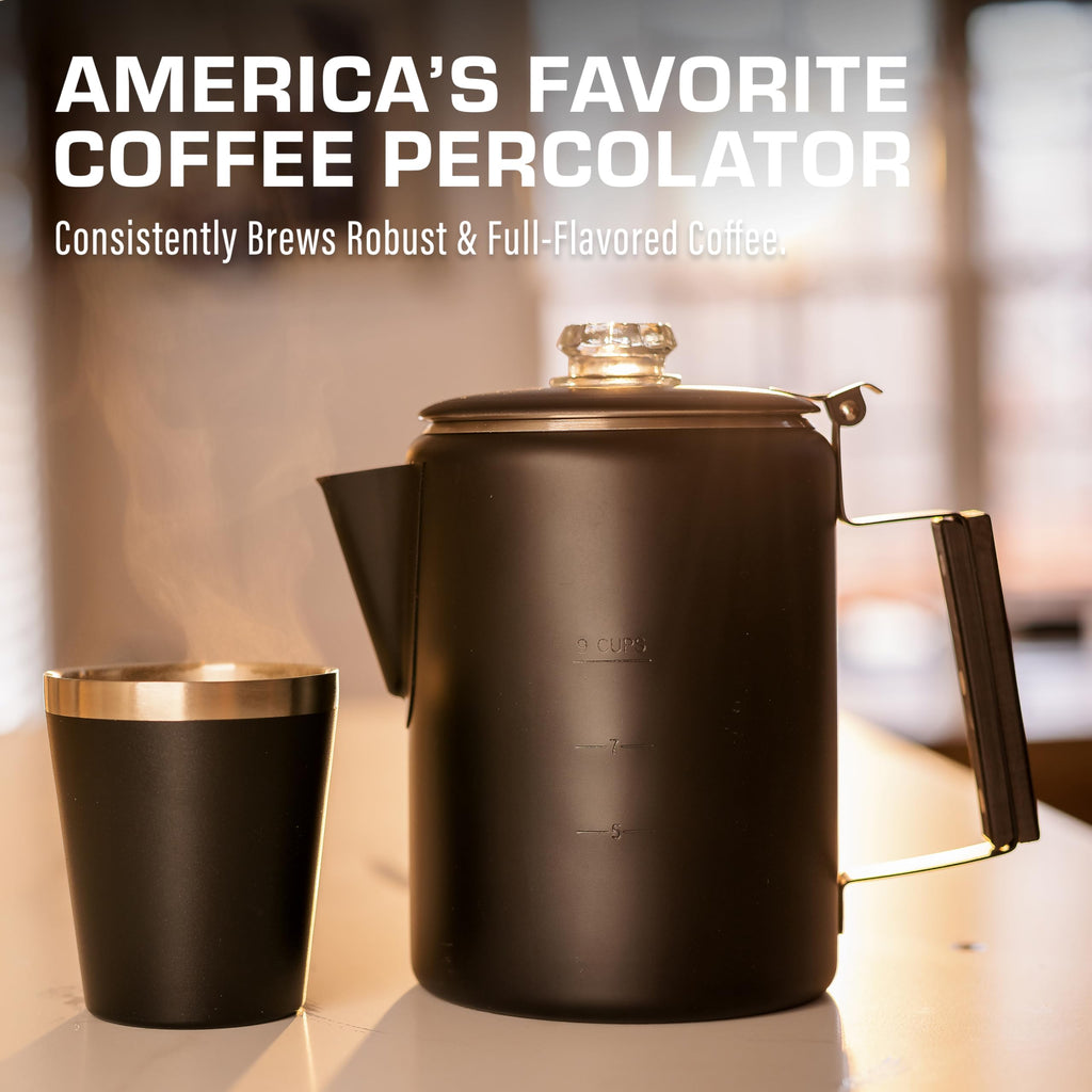 Black 9 Cup Percolator Coffee Pot L4408