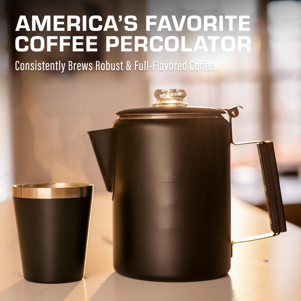 Black 9 Cup Percolator Coffee Pot L4408