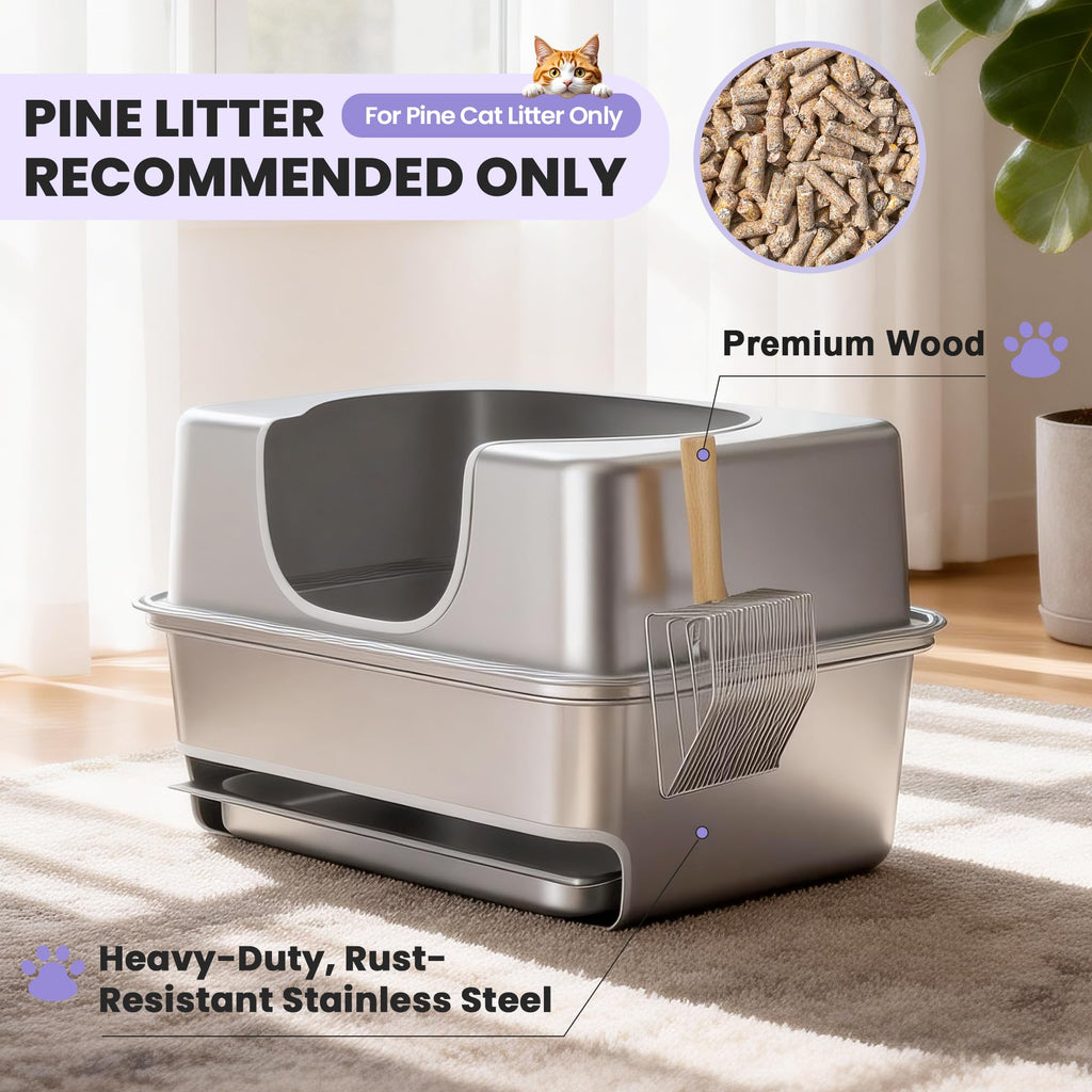 Stainless Steel Sifting Litter Box with Lid T5924