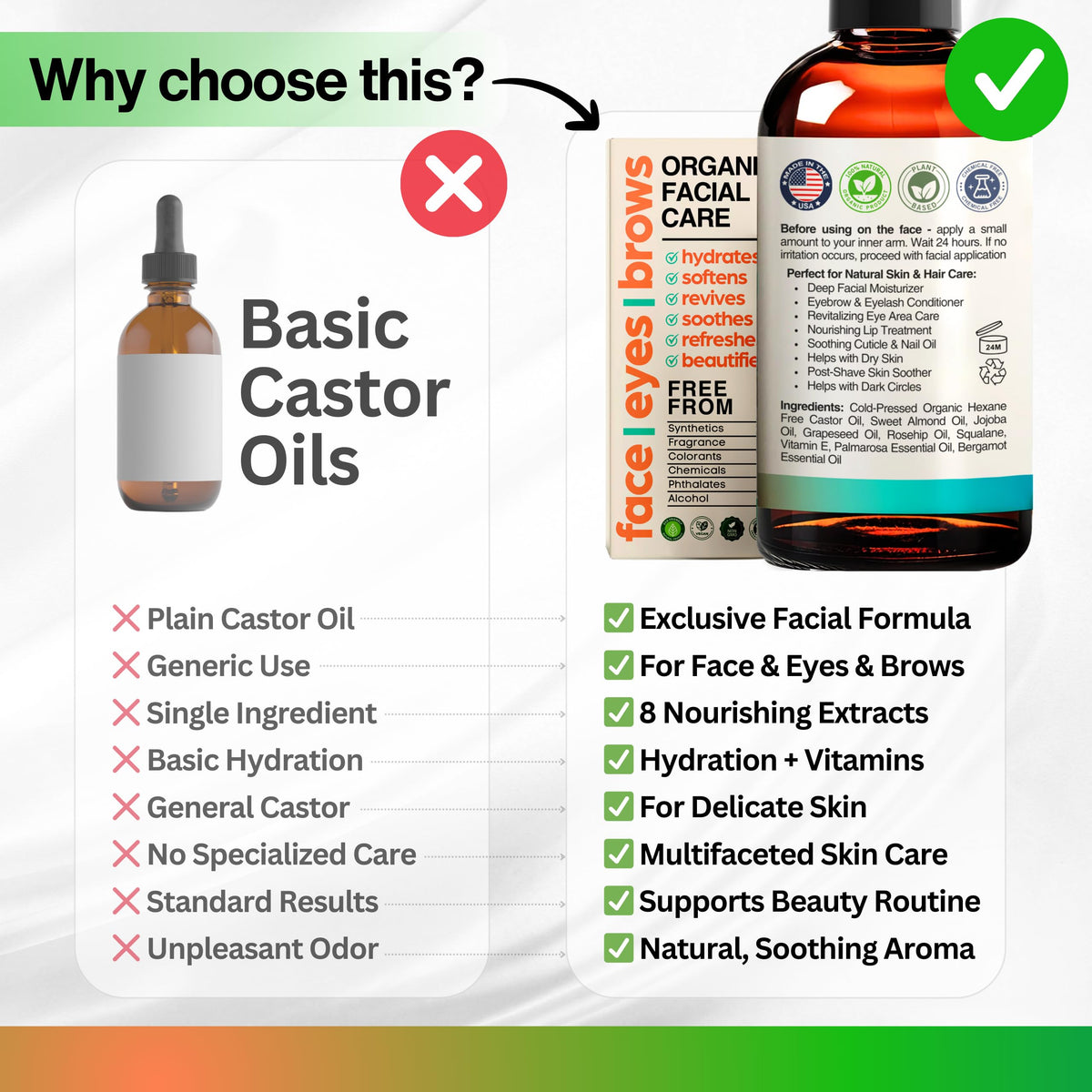 Organic Castor Oil with Jojoba Rosehip Grapeseed Squalane Vitamin E 1oz O966151