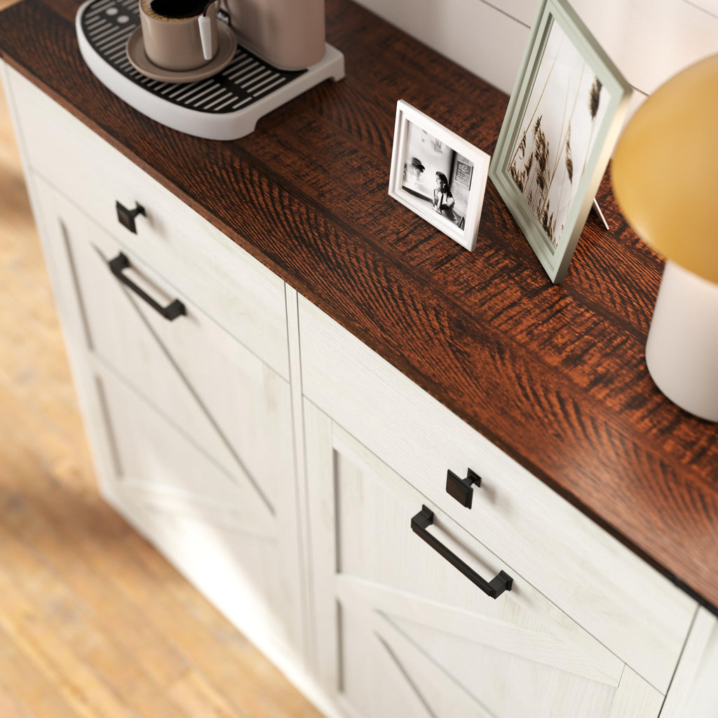 Antique White Double Tilt Out Trash Cabinet with 2 Drawers M851165